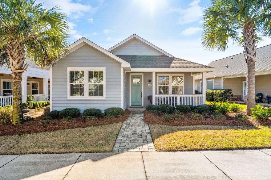 109 Turtle Cove is a custom construction home with a spacious floor plan make it a MUST SEE! Beautiful coastal/craftsman style home was built in 2018. Located in quaint Turtle Cove neighborhood that borders Lake Powell and is less than a mile to the emerald waters of the gulf. Large master bedroom with gorgeous master bath that boasts an oversized shower and walk in closet. Kitchen has stainless appliances and gas stove. This is a great opportunity for a primary or second home. Turtle Cove has a community dock, large community pool, tennis courts and fitness center. Location allows easy access to the beach and convenience to 30A and Pier Park,