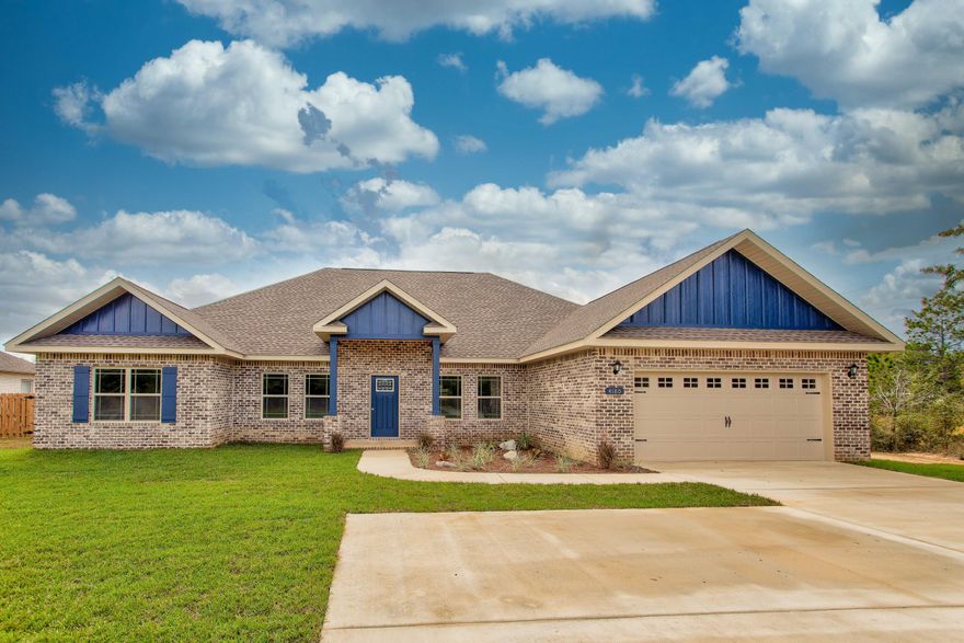 This gorgeous craftsman style brick home is 5 bedroom, 4 full bath. Master plus two rooms have in suite baths. Large acre plus property with 16x32 pole barn. Warm wood detail under both porches. Double island in the wide open great room. Large kitchen overlooks dining area and living room. Trey details in Master and living room. All granite countertops throughout and custom solid wood cabinetry. Kitchen cabinets are two toned white and espresso stain. Wood look tile throughout and bedrooms carpeted. 2 tiled showers with glass enclosures. NO HOA! This home does not dissapoint! Est completion Nov 1