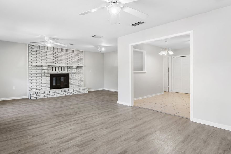 Brand NEW Quartz counter tops, all new  stainless steel kitchen appliances, new modern large rectangle style sink, new privacy fence in backyard, new interior paint, and so much more.  Wonderful flow with LVP flooring from the main living area through the bedrooms... no carpet.  Come see this home for yourself.  It has a huge backyard perfect for entertaining and spending your afternoons with family and friends.  It is large enough to add a pool with an outdoor kitchen and still have plenty of room. NO HOA!!! There are no restrictions here, so bring all of your outdoor motorcrafts with you including your boat, RV, jet skis, whatever you have and park them in your own yard.  Master bedroom has its own master bath for privacy and relaxation.  Washer and Dryer is included.  Has a