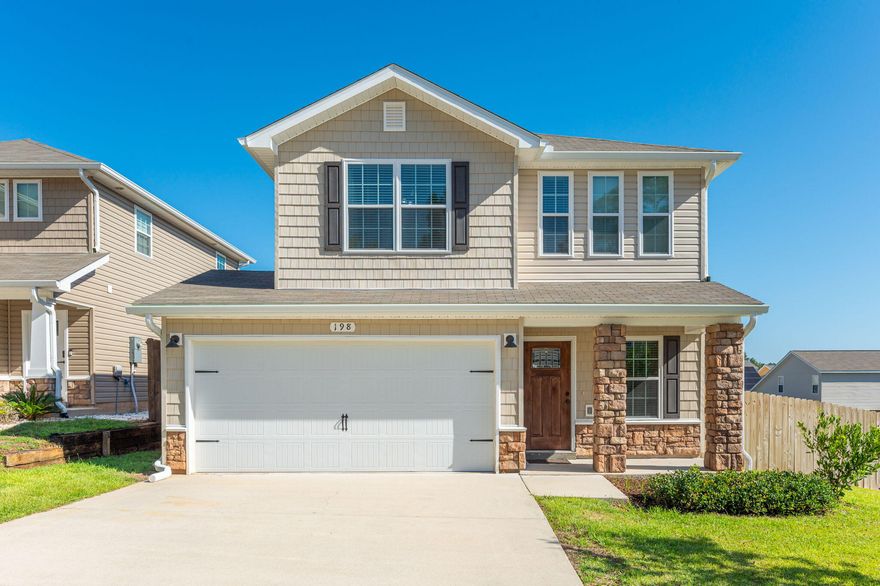 Property includes lawn care in rent! Washer and dryer included! Stunning 3 bedroom, 2.5 bath with 2 car garage in the heart of Crestview. This newly built home features a fenced in backyard, open floor plan, and LPV flooring in main areas. The kitchen is a dream with breakfast bar, stainless steel appliances, pantry, and more! Upstairs features all bedrooms, small loft and laundry room.