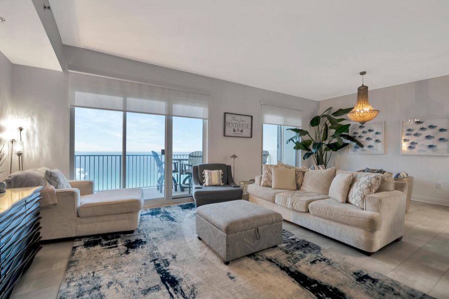 Breathtaking from the moment you step inside the front door! This stunningly updated 24th floor penthouse exudes luxury throughout the 4 bedrooms and 3 full plus 1 half bath.  Gorgeous living, kitchen, dining and sitting area with spectacular gulf views. Recently updated, this spacious unit allows everyone a place to kick back and enjoy. Once you step onto the balcony the panoramic gulf views will take your breath away and mesmerize you from sunrise to sunset! Rarely does a unit of this size and stature come available. Ariel Dunes 1 offers direct gulf views and is situated within the popular Seascape Resort which offers 2000 feet of beach access, multiple restaurants, golf and so much more!