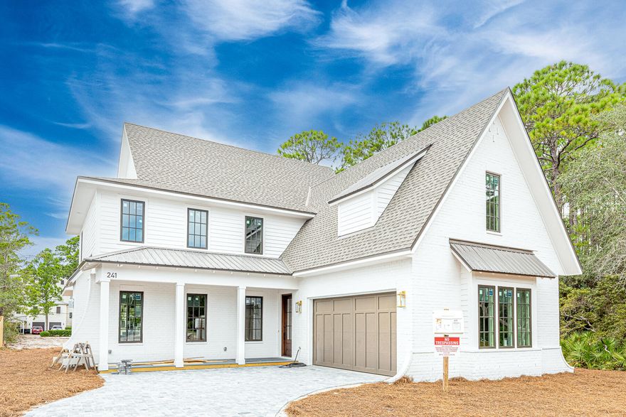 This New Construction home is located on 30A's peaceful west end, tucked away on a private street and within walking distance to the beach. Perfectly suited as a full-time residence, second home or as a rental property.  This thoughtfully designed 5 bedroom/3.5 bath home boast over 2600 square feet of well-planned living and entertaining space.  The first floor features10-foot ceilings with a welcoming living area which includes a fireplace, the first floor also houses a gourmet kitchen, dining room master bedroom with an oversized closet and large master bathroom, office/bedroom, laundry room and a two-car garage. The rear covered porch off the kitchen provides ample room to enjoy the warm Gulf breeze, and overlooks the private backyard with plenty of room for a pool.