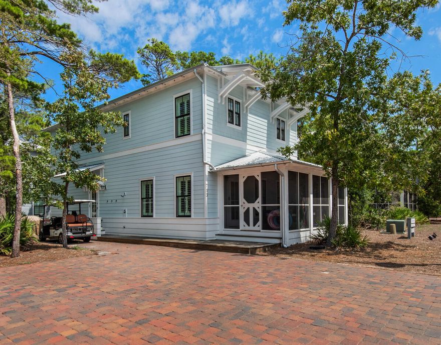 This bright and spacious 4 bedroom beach house is nestled in the back of Magnolia Cottages by the Sea.  It's location on the East end of 30A is highly sought after.  733 Patina Blvd offers pure tranquility and is perfectly set up for the investor looking for a short term vacation rental, or a beautiful primary or secondary home.  Upon entering the home you are welcomed by an oversized screened porch, perfect for morning coffee or afternoon drinks and dinner.   As you enter the first floor you will find the spacious Living/Dining area and beautiful kitchen fully equipped with stainless steel appliances, quartz countertops, and beautiful glass tile backsplash.  Also on the first floor is the Master suite, powder bath, laundry closet, and built in bunks. The gorgeous shiplap stairwell takes you to the second floor landing where you will find 3 additional guest bedrooms all with en-suite bathrooms. One is currently being used as a large bunk room.  The tropical lagoon style community pool is an oasis all by itself.  Magnolia Cottages by the Sea has deeded beach access, and is conveniently located 1.5 miles East of Rosemary and Alys Beach which are known for their boutique shopping, alfresco dining and live entertainment.  This home is being sold Fully Furnished.  Call today to set up a showing on this amazing 30A property.  