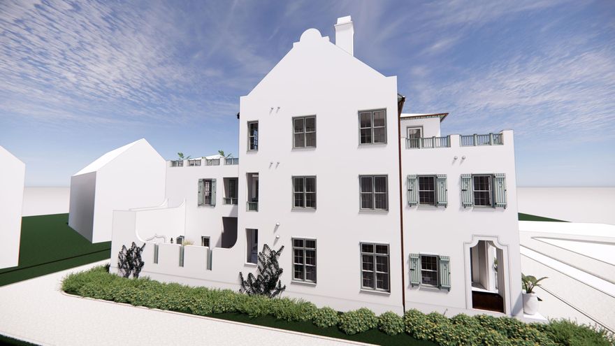 Coveted homesite UU9, Elbow Beach Way, is offered to the market conveying with fully approved architectural plans for a stunning 5,619 square foot home created by renowned architect Walt Chancey of Chancey Design Group.  Chancey has created a design second to none that affords full time residency if desired.  Chancey's trained eye has culminated well thought interior spaces giving way to extraordinary outdoor living experiences on all 3 levels.UU9 design, collaborated with Chancey Design brings to market a unique & welcomed variance to the Alys Beach Design Code.  For the first time ever is an allowed 2 1/2 story home build with two 3rd story roof terraces showcasing the Alys Beach roof top architecture & view of the Gulf of Mexico.Homesite UU9 is situated on the corner of Elbow Beach Road & Lizard Leaps Alley oriented in a North to South manor capturing East to West sunlight.  This iconic location will satisfy the most design savvy having this corner condition.  
Chancey Design Group's inspiration created 5 bedrooms, plus a double bunk room as well as 5 full bathrooms with dual vanities satisfying all.  Powder rooms are located at the main living level and 3rd level game room. The home design provides 2 large primary suites with all bedrooms in the home having walk in closets.  
The main living level hosts a professional kitchen open to the living & dining rooms transitioning to the courtyard pool, hot tub, and loggia as a prominent focal point.  The courtyard loggia offers exterior dining opportunities paired with summer kitchen.  Front porch and rear courtyard fountains bring tranquility to both surroundings.  
In addition, the home offers both a study and a home office when work interferes with relaxation.  As the day comes to a close, owners & guests can adjourn to the 3rd level entertainment room via elevator with a choice to exit towards the north roof terrace for views of Alys Beach, or to the south roof terrace to enjoy the coastal sunsets.   Homesite UU9 lacks no amenities or comforts that one wishes & desires.
Also conveying are interior selections created by Chancey's interior design team, offering the buyer a shovel-ready opportunity on the beachside at Alys Beach.  
This homesite is approximately 350 yards from the private owners Beach Club & Restaurant and proximity to any & all amenities and Town Center, pedestrian friendly to all. 
This is one of the best custom homesites Alys Beach has to offer.
