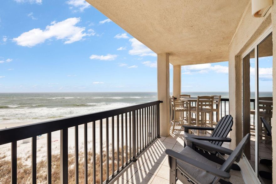 Experience coastal paradise in this beautiful 3-bedroom, 3-bathroom beachfront condo at Pinnacle Port in Panama City Beach, Florida. Boasting a wraparound south-facing balcony, this condo offers breathtaking, uninterrupted views of the Gulf, making it the perfect retreat for relaxation and entertainment. Inside, you'll find updated flooring throughout, a spacious kitchen with updated countertops, and bright coastal decor and furnishings that create an inviting and airy ambiance. Two of the three bedrooms offer direct Gulf views, allowing you to wake up to the sights and sounds of the ocean every day. Pinnacle Port is tucked between the Gulf of Mexico and Lake Powell offering a unique array of experiences with some of the best amenities in Panama City Beach. Enjoy two swimming pools, including a heated and partially covered option for year-round comfort, as well as four lighted tennis courts, an exercise room, basketball court, saunas, shuffleboard, bocce courts, charcoal grills and a playground. For water enthusiasts, the boat ramp and 26 boat slips make it easy to explore Lake Powell, Florida's largest coastal dune lake. This amenity is perfect for owners and guests to enjoy boating, jet skiing, sunset cruises, kayaking, paddleboarding and fishing. Families will also love the free poolside cinema in the evenings during the summer for an extra touch of fun. When it's time to explore, you're just minutes from Scenic Highway 30A's fine dining and Pier Park's shopping and attractions, offering the best of the Emerald Coast. Whether you're looking for a dreamy coastal getaway or a high-demand vacation rental, this one-of-a-kind beachfront condo at Pinnacle Port is the perfect place to call home.