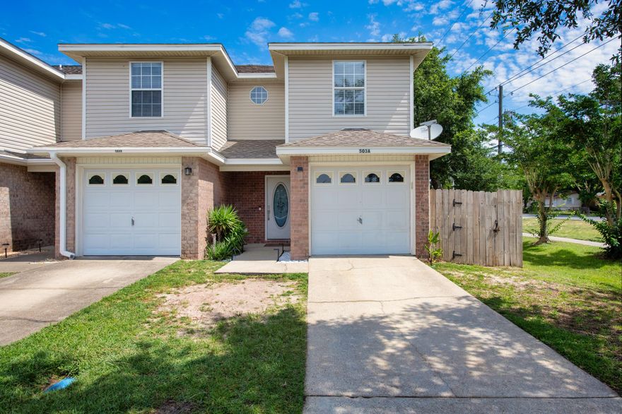 **** BRAND NEW ROOF INSTALLED BEFORE CLOSING Say hello to your new home! This END UNIT townhome is ready for you. Not only do you have no neighbors on one side, there is a direct gated entrance to your backyard!! The extra yardage plus convenience is just one perk to this adorable 1,310 sq ft cutie. With wood flooring throughout, you're greeted with an open floor plan & cozy ambiance, a half bath on the bottom floor, & a 1 car carage making for tons of storage. As you continue upstairs, you are met with TWO nicely sized bedrooms boasting natural light & each an ensuite bathroom! WIN!Central location - near the beach, both bases, Publix, Aldis, Target & more!Perfect investment or starter home!! Come see today. :)Ask about a rate buy down!