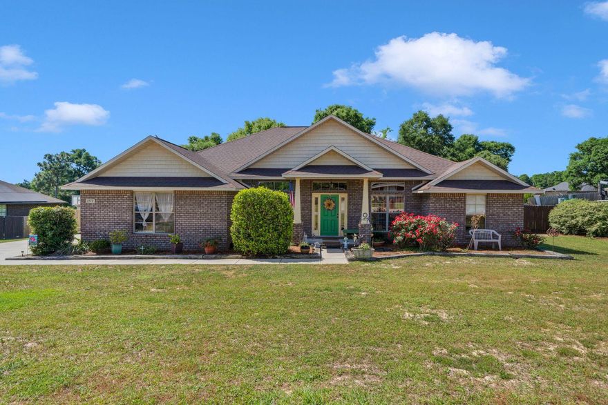 Welcome to privacy in addition to proximity. Conveniently located with easy access to the 7th Special Forces Group, Eglin Air Force Base, Duke Field, and Interstate 10, this spacious 2,269 square foot home sits on over half an acre in the neighborhood of Mossy Oak Plantations. This home offers a perfect blend of comfort and functionality. Features and amenities include: an all brick exterior, a 2-car side entry garage, energy-efficient features such as a heat pump and insulated tilt windows, 4 bedrooms and 3 full baths offering ample space for family and guests, a split bedroom design providing privacy, tile flooring in the kitchen, breakfast room, laundry room, foyer, and all bathrooms, a high cathedral ceiling enhancing the spaciousness, granite countertops, a center island in the... kitchen, stainless steel appliances, a corner fireplace nestled in the great room, separate formal living room and dining room offering versatile spaces for entertainment or study, a large master suite featuring raised inset ceilings, double vanities, garden tub, separate shower, and 2 walk-in closets. The 2nd and 3rd bedrooms are in their own wing with a shared full bath, while the 4th bedroom enjoys its own wing with a dedicated full bath. With decorative ledges, round corners, wide colonial baseboards, and ceiling fans adding to the aesthetic appeal, this home is designed to exceed your expectations. Call today for your private viewing while this property lasts.