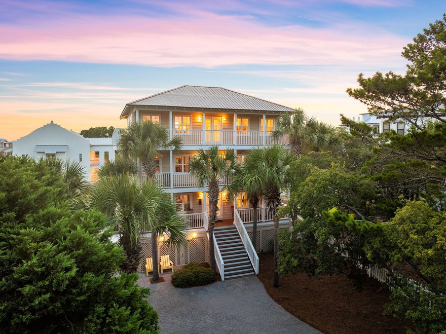 Experience coastal living with this extraordinary home in Dune Allen, where value and versatility come together in a way that few properties can offer. This remarkable 4-bedroom residence features stunning views of the Gulf and Oyster Lake from multiple levels and situated on one of the largest lots in the prestigious, gated Calypso Pointe community--the only home here with its own private pool. Step inside this three-story beauty, where three of the four bedrooms are generously proportioned to fit king-size beds with dual primary suites. The main living area is flooded with natural light and offers an open layout that flows to a wraparound balcony, ideal for enjoying the breathtaking views. The kitchen is complete with granite countertops, stainless steel appliances, and a breakfast bar. As you prepare meals, the serene waters of Oyster Lake provide a calming backdrop through the kitchen window. Throughout the entire home, there are Tile and LVP floors and recent upgrades include a new metal roof, upgraded electrical with a Tesla charger and enough amps for a future carriage house, and a new hot water heater.

With over 1,100 square feet of decks and porch space, the outdoor living options are endlesswhether it's lounging on a porch swing, enjoying a quiet moment on private seating, or marveling at the stunning Gulf views from your balcony.

The outdoor space is truly unparalleled, featuring a fenced-in backyard with a rare 30A lawn, a private pool with a new gas heater, and a ground-level deck ideal for sunbathing. Imagine movie nights under the stars with the projector screen, or entertaining guests at the full private bar located underneath the house. This versatile area also serves as the ultimate hangout spot, complete with extra storage, a wood shop, and dedicated space for kayaks and paddle boards.

Located within the gated community of Calypso Pointe, this home offers not just privacy and security, but also access to community amenities such as a pool, green spaces, tree-lined streets, and ample guest parking. Plus, you're just a stone's throw away from Gulf Place, where the vibrant local scene comes alive with original art, mouthwatering cuisine, live music, and a laid-back atmosphere.