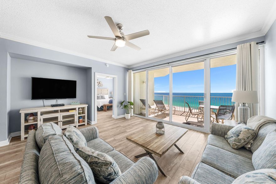 Over 80k om actual rents in 2025! This is a Rental Machine at Boardwalk Beach Resort in Panama City Beach! This stunning 3-bedroom, 3-bath condo + a bonus room--rents like a 4-bedroom! The main primary suite opens to a spacious balcony with incredible gulf views, while the second master offers lockout potential with a luxurious bath, kitchenette, and its own private gulf-view balcony. Unit 701 offers the perfect floor height with sweeping views of the pool and beach from the oversized balcony. Enjoy gorgeous floor-to-ceiling windows, 9-ft ceilings, a bright open layout, 2 brand-new HVAC systems, and 2 newer hot water heaters for peace of mind. Boardwalk Beach Resort is a premier gated community featuring a gulf-front pool, poolside tiki bar, general store, fitness center, covered parking