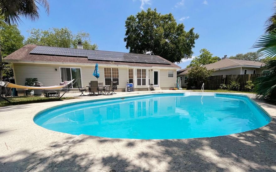 Beautiful 4 Bedroom/3 Bathroom located in the sought after neighborhood of Kell-Aire Gardens, no HOA . This house has so many updates likefully remodeled kitchen - new custom cabinets and countertops, stainless steel appliances, custom backsplash.  Fully remodeled bathrooms, new paint, new light fixtures, updated fireplace, new sprinkle system pump, 36 solar panels,  most of windows have been replaced, including the patio door, kitchen door and front door.  This home is also equipped with several smart-house upgrades:  smart water heater, smart secondary A/C unit, smart pool pump, Ecobee thermostat.