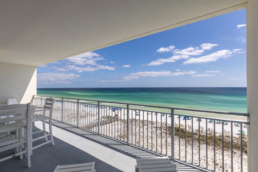 Imagine owning 29 feet of pristine emerald waters on the Gulf of Mexico.  This top floor beachfront 3/3 with a media room offers an amazing view!  This home, designed for today's lifestyle,  will amaze you as much on the inside as the view it overlooks.  From the upscale kitchen with upgraded cabinets and slabs of  Calcutta  quartz, to the exquisite custom furnishings with performance fabrics in the living living room, this home is designed to please your senses. Though the fabulous stretch of beach is Blu's main draw, this upscale condominium community offers, two gulf front pools, one heated, and 313 ft. of sugar white white sands, fitness center, hot tub, fire pit and gated entrance.  Come see for yourself today!  Additional upgrades in documents section..lighting, flooring and more!