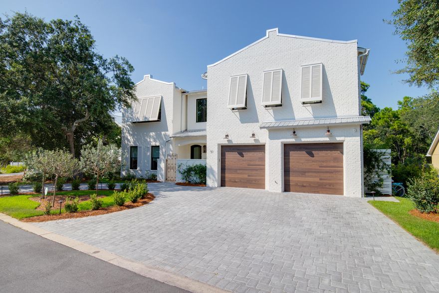 With this STUNNING 5 bedroom 5.5 bath home you can be in the middle of the hot spots like Seaside, Watercolor, Publix, shopping, etc when you want to within minutes by a short bike ride or walk but yet you are in a location where you are completely removed from it.  Having easy access to North/South 395 is a huge plus.  No HOA dues. Impeccable backyard wooded view with no building behind it.  PRIVACY at its best. Home is built for low maintenance.  Beautiful white painted brick that requires no maintenance along with low maintenance yard.  Design of home is open, great to entertain, beautiful doors that open up from kitchen to patio with pool and spacious patio to entertain. Home has great features like wine cellar, laundry rooms up and down, large walk in closets, heated/cooled storage area, easy to maintain concrete polished floors on lower level, steamroom in one bath upstairs, 2 beautiful balcony's overlooking the woods in back, large wet area in Master bath upstairs, all custom baths, indoor gas fireplace, outdoor real fireplace on patio.
Smart home has wifi controlled surround sound, 8 camera (7 outdoor, 1 interior), wifi sprinkler system, wifi hot water system.  This is a home you don't want to miss!