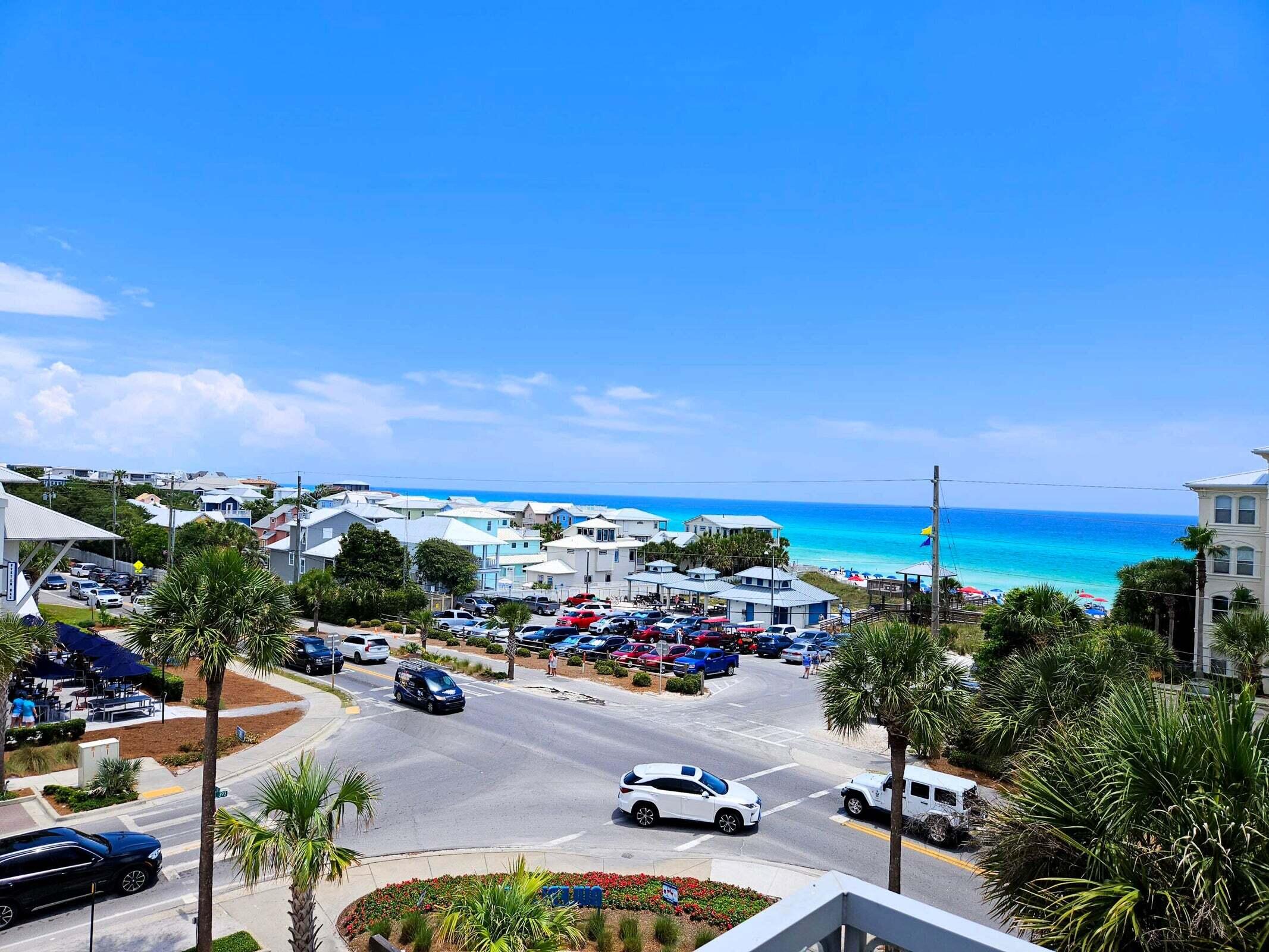 Price reduced! Top floor, corner unit with expansive gulf view! Prime one-bedroom and fully furnished with amazing gulf views from the Livingroom and bedroom and balconies. The kitchen has coastal backsplash, stainless appliances and a dishwasher. Bathroom is updated and coastal colors throughout this adorable condo. The kitchen opens to the dining and living area with an abundance of windows for light and beautiful gulf views. There are three deeded beach accesses. This charming unit is located in Gulf Place where there are boutiques & local artists shops, great restaurants to enjoy and a large green space for all types of events. The Gulf Place community also has 3 community pools, tennis courts, and walking paths.