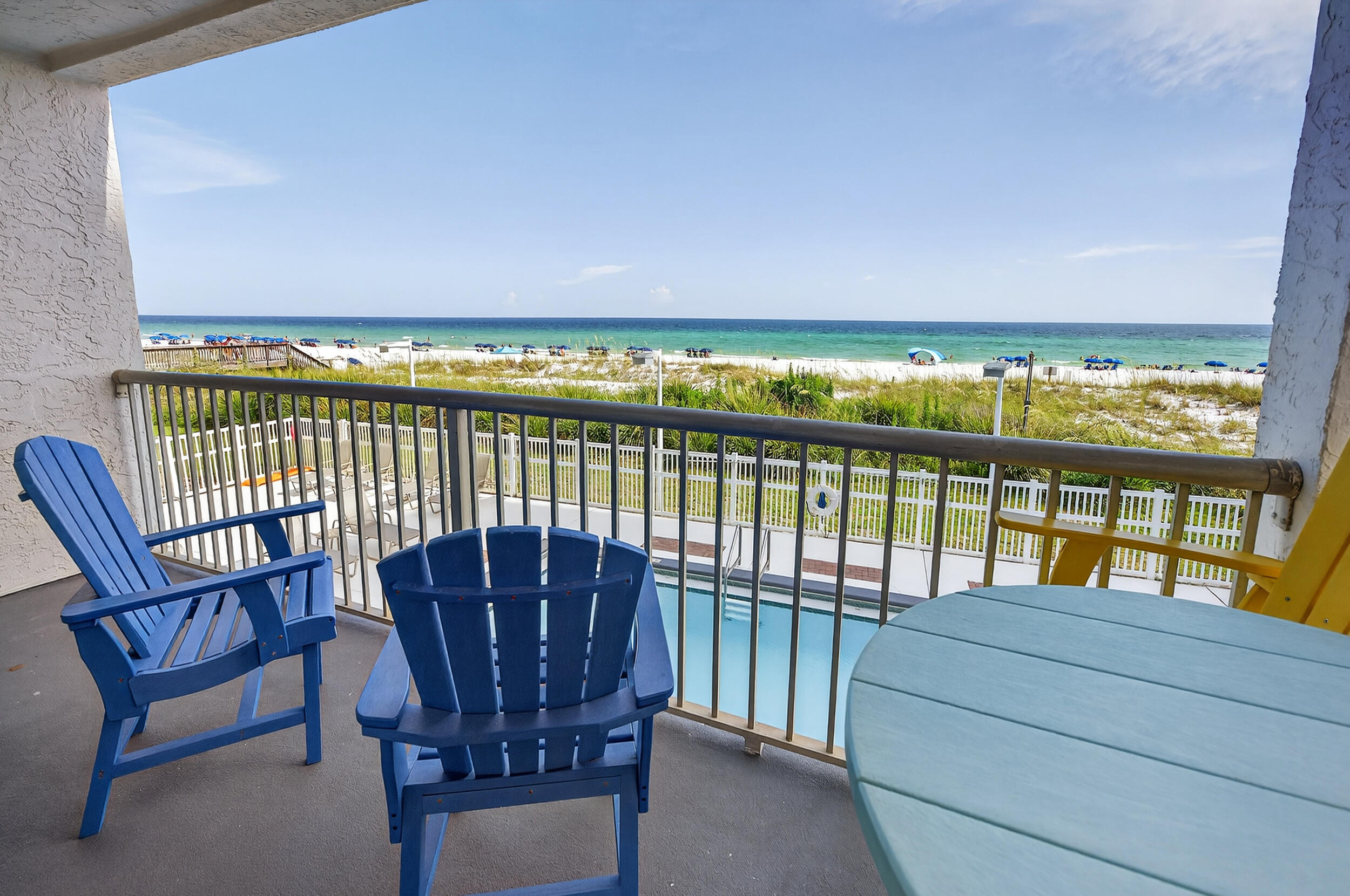 Dive into beachfront living with this stunning 760 sq ft Condo, located in the highly sought-after Destin Seafarer. Experience unparalleled proximity to the Gulf and indulge in the luxury of direct access to sugar-white sands, thanks to exclusive deeded beach access. Nestled within a newly renovated exterior, this low-rise building condo boasts 1 spacious bedroom and a full bathroom, with built-in bunk beds, providing ample space for guests or family.Enjoy the bliss of marine life from your private balcony, unwind in the whirlpool, or take a refreshing dip in the beautiful beach front pool. Elegantly furnished and ready to move in (turnkey), the condo includes a cozy sleeper sofa that adds a touch of warmth to the space.Facilitate your lifestyle with garage parking and capitalize on the - exceptional rental income history, as short-term rentals are permitted. Devour local cuisine from nearby Back Porch restaurant, creating a unique fusion of comfort and convenience.Experience the joy of uninterrupted Gulf views and serene beach living. Don't miss this golden opportunity to secure your slice of beachfront paradise.