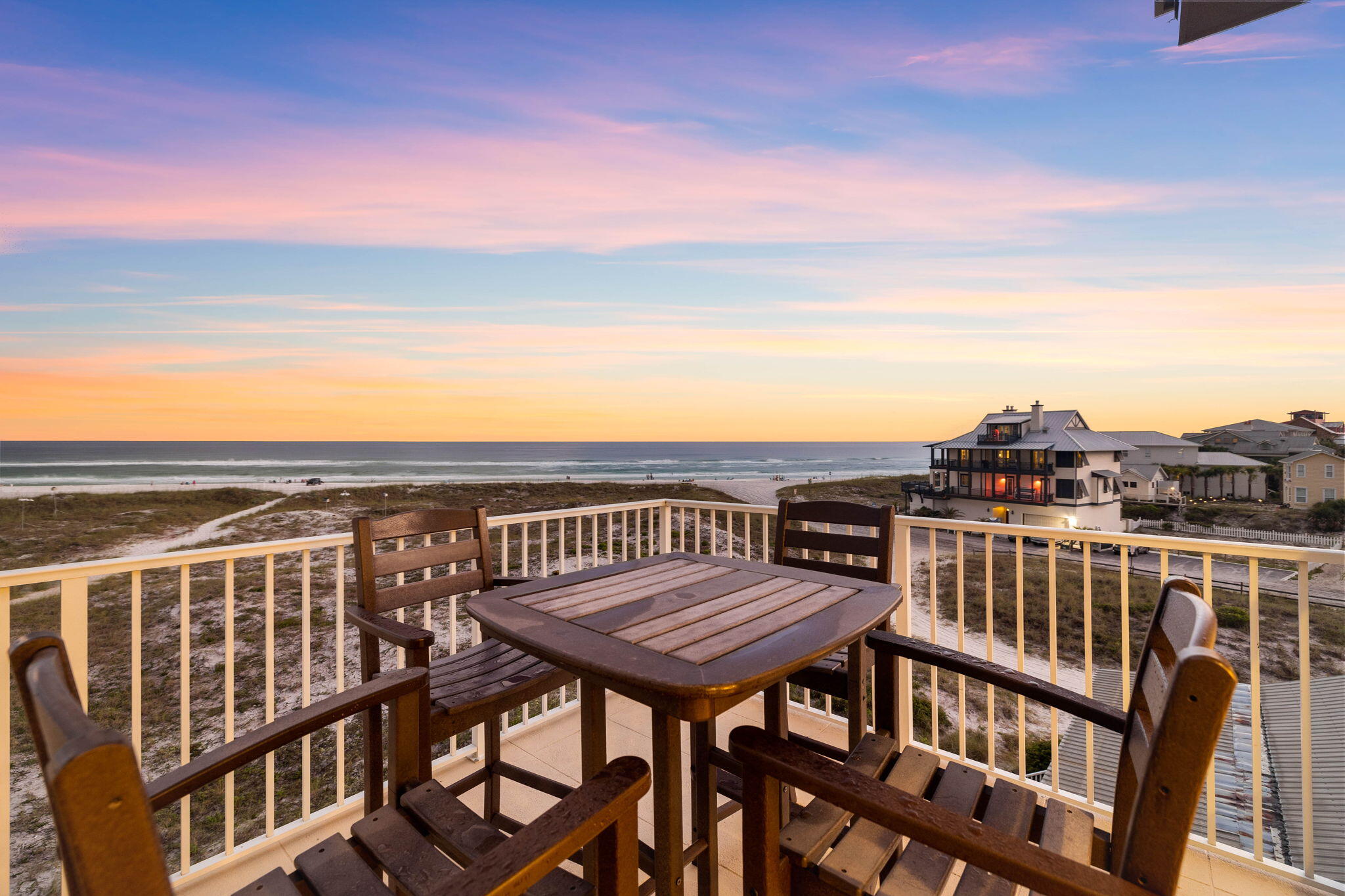 Indulge in coastal elegance and breathtaking gulf views at 64 Hotz Avenue, an entertainer's dream home located in the heart of iconic Grayton Beach. This exquisite six-bedroom, gulf-front residence spans four floors, each crafted to maximize the stunning scenery and offer a luxurious coastal lifestyle. With an elevator to all levels, this home seamlessly blends sophistication and comfort, making it the perfect retreat for family gatherings or hosting unforgettable events. Upon entering, you're greeted by expansive living areas designed with entertainment in mind. The main level boasts a chef's kitchen with bright white cabinetry, marble countertops, a premium gas range and top-of-the-line stainless steel appliances. The large center island is perfect for casual meals, while the dining room offers breathtaking views of the gulf, providing a dining experience like no other. The living room, with a wine fridge and ice maker, invites relaxation and gatherings. This home features multiple primary suites overlooking the gulf, ensuring luxury and privacy. The second floor hosts three generously sized bedrooms, while three additional bedrooms on the third floor offer ample space for family and guests. The crowning jewel is the fourth-floor living area, where expansive views of the Emerald Coast steal the show. Outside, the property offers multiple outdoor living spaces, including a private pool with a hot tub, a covered patio with an outdoor dining table, and additional lounging areas. These spaces are ideal for both relaxation and entertaining, all with the stunning backdrop of the gulf's sugar-white sands and emerald waters. Located just steps from Grayton Beach's vibrant shops, restaurants and galleries, this home offers the best of both worlds  a serene beachfront escape with access to the lively community that makes Grayton Beach so unique. Homes like 64 Hotz Avenue are rare, offering a combination of luxury, location and room for the whole family in one of the most beloved beach towns along 30A.
