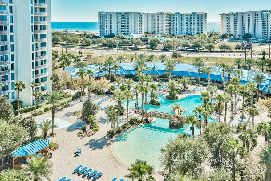 Gorgeous Gulf. pool, and bay views offered from this furnished 10th floor unit, full 2 bedroom unit! RENTAL PROJECTION IS ESTIMATED AT $36,275 A YEAR. Kitchen features granite countertops and maple cabinetry! Amenities at The Palms are first class. They include an expansive 11,000 SF lagoon pool with waterfall and spa, children's pool, beach tram, playground and splash pool, lighted tennis and basketball courts, huge fitness center, and covered protected parking. Also on site is the conference center, office center, and reception desk. THE ASSOCIATION FEES INCLUDE ALL UTILITIES, INCLUDING ELECTRICITY, WATER, CABLE, INTERNET, AND LOCAL PHONE SERVICE. HOA fees are $2,903.08/quarterly. In addition to the HOA fees,owner's pay a $75 reservation whenever the unit is rented. Buyer to verify all
