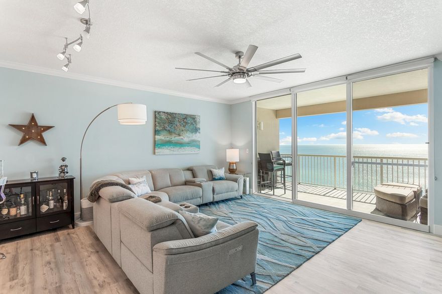 Incredible opportunity to own an upscale fully renovated Gulf front condo on the desirable west end of Panama City Beach! This unit boasts an expansive open floor plan totaling 1,026 sq ft offering 1 bedroom, 2 bathrooms & an additional bonus room with Murphy bed and office, ideal for remote working. The renovated kitchen is absolutely stunning with thick concrete countertops & breakfast bar, custom cabinetry with added coffee bar, new stainless steel appliances, beautiful tile backsplash and under mount lighting. There is custom lighting added by breakfast bar, LED's & modern fans. The living area features new luxury vinyl flooring and coastal decor that mirrors the emerald waters of the Gulf. The floor to ceiling sliding glass doors & windows truly enhance the Gulf views. New AC 2019! The unit is bright & welcoming with floor to ceiling glass sliders, raised ceilings, crown molding and an open floor plan. The open floor plan makes dining, entertaining, and relaxing easy. Enjoy stunning Gulf views from all the common areas. When you are not taking in the views there is a new 75" TV in the living area that conveys. Access a spacious 170 sq ft balcony from the living area, the perfect place to relax & dine or enjoy your morning coffee. With 4 floors of underground garage, this unit offers 13th floor elevation with amazing panoramic views of the Emerald Coast. The master bedroom features a king bed, crown molding, 55" TV and a beautifully updated en-suite bathroom. The master bath has been updated with a new granite vanity and contemporary backlit mirror, luxury vinyl flooring and features a shower/tub combo. The bonus room is custom with a unique Murphy twin bed, added storage and a built-in Murphy office. There is also an owner's closet for added storage and direct access to a second bath. The guest bathroom features a new vanity, lighting and walk-in shower. There is a stackable washer/dryer in the unit for convenience. 

Unit 904 would make a terrific turnkey investment, full-time residence, or true second home. A great feature about Palazzo is it is lower density than most complexes with just 129 units with approximately half of them being non-rentals. You can enjoy the laidback feel & privacy, however, if you decide to rent, they have great rental income potential as well with a projection of $45K! 

Palazzo amenities include elevated Gulf front pool, hot tub, complimentary beach service (Mar-Oct), fitness facility, and meeting room. At Palazzo you are on the desirable West End of Panama City Beach, 1 mile from Pier Park shopping center and less than 20 minutes from the Panama City Beach International Airport. Palazzo has 4 levels of covered Gulf Front parking under the building, so no need for massive parking garages with elevated walkways across the street. Do not miss out on this amazing opportunity to own an incredible unit at one of the finest condominiums in Panama City Beach!