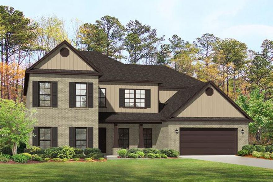 The Elliot is D.R. Horton's 4,425 square foot home with 5 bedrooms, a media room, and 3 -1/2 baths. The stunning great room has 18 foot ceilings and nearly floor to ceiling windows. A large chef's island kitchen is great for entertaining. It features GE appliances, a wet bar and a large pantry. Adjoining the kitchen is a breakfast area that leads to an outdoor patio. The master bedroom allows for an abundance of natural light. The master bath has double vanities, separate shower, garden bathtub, Moen plumbing fixtures and two generous walk-in closets. A formal dining room, study, half bath, laundry room and 2 car garage complete the downstairs. The upstairs opens to four generously sized bedrooms, two full baths and the media room. Three of the bedrooms feature walk-in clos