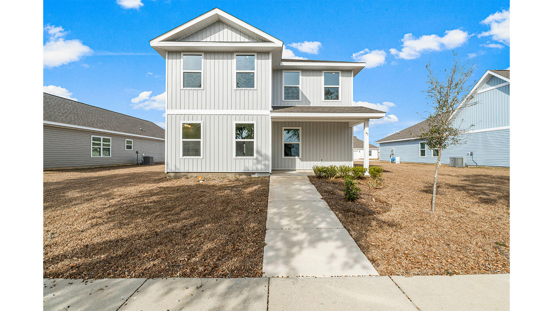 The Owl's Head community is conveniently located off of Highway 331 in Freeport. We are only 8 miles to Interstate 10, and 16 miles to beautiful beaches and Highway 30 A. We offer 6 floor plans, 3 and 4 bedrooms. All homes have rear entry garages. This community offers a community area with paved walking trails and a spring fed lake. | The Inzer is a 2 story 4 bedroom, 2 1/2 bathroom home. The primary bedroom is on the first level. 3 bedrooms are on the second floor with a flex space. This home offers a Front and back covered porches. This home has a half bath downstairs, that is perfect for guests.