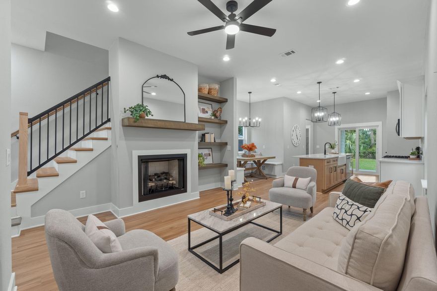 Experience the best of downtown living in this adorable, semi-custom craftsman-inspired home, perfectly situated just moments away from Pensacola's most vibrant restaurants, bars, and entertainment. Enjoy the energy of the city while coming home to your own peaceful retreat filled with comfort, charm, and timeless design. Step inside to discover a thoughtfully designed floor plan offering 3 spacious bedrooms, 2.5 bathrooms, and a private study or home office -- ideal for today's modern lifestyle. The open-concept kitchen and family room are the heart of the home, featuring 10-foot ceilings, tall cabinetry with crown molding, gleaming quartz countertops, stainless steel appliances, and a free-standing gas range -- all combining to create a space that's as functional as it is beautiful. The gas fireplace adds warmth and ambiance, while the built-in breakfast bench and table offer the perfect spot for morning coffee or casual gatherings. Step out back to your covered patio and private yard, a perfect setting for barbecues, quiet evenings, or entertaining friends under the stars. The oversized master suite is a true sanctuary, featuring a spa-like bathroom with dual vanities, a free-standing soaking tub, and a fully tiled, glass-enclosed shower  a rare luxury in this neighborhood. Ample walk-in and linen closets provide generous storage, adding to the home's comfort and convenience. Built with integrity by a family-owned company that builds homes with heart, this residence reflects exceptional craftsmanship, quality materials, and a genuine dedication to customer satisfaction. From the tankless gas water heater ensuring endless hot water to the premium finishes throughout, every detail has been carefully curated for modern, comfortable living. This is not your average builder-grade home  it's a true gem where elegance meets everyday ease.