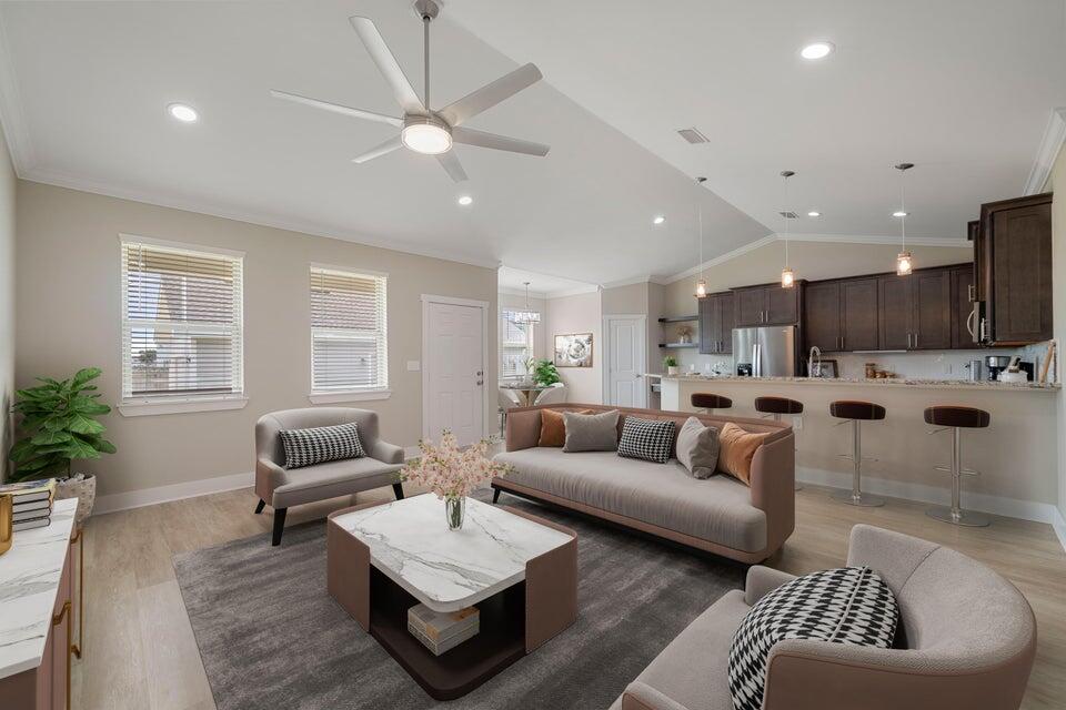 WILL CONSIDER LEASE OPTION Brand new Sod!!Looking for a rare opportunity to own in Osprey Landing? Look no further! This immaculate townhome offers the best of both worlds - a serene atmosphere and proximity to Destin's stunning beaches. The quaint subdivision boasts a front porch living and backyard oasis lifestyle, perfect for those seeking a relaxed pace. This has been spruced up meticulously like originally new 2017. Featuring hardwood floors, granite countertops, crown molding, and upgraded lighting. The open concept kitchen and living room are perfect for entertaining, equipped with new stainless appliances, gas range, etc.