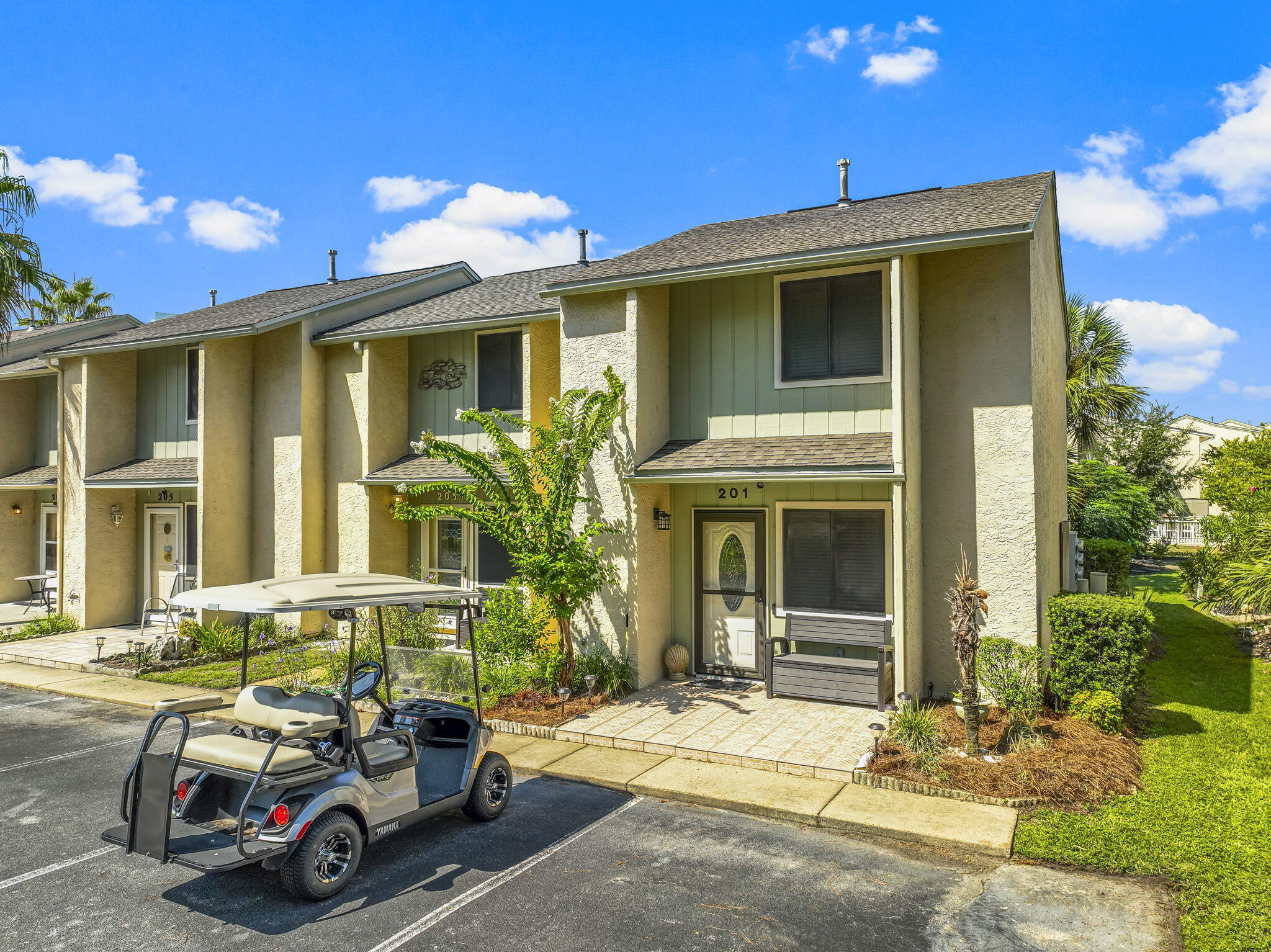 Very Nice END UNIT in Gulf Highlands Beach Resort. Gulf Highlands is a beautiful gated townhome community where you can relax in style and enjoy a multitude of amenities on site. This gated community is across the street from the beach with its own private renovated beachfront clubhouse and pool. There are 11 pools (5 are heated seasonally), pickleball, tennis courts, putt putt golf, a fitness center, kids play area and shuffleboard for your enjoyment. Its just a short walk or golf cart drive to the private beach access. GHBR is a Golf Cart friendly and a great combination of vacation rentals, second homes and full time residents. There are numerous nearby restaurants, entertainment venues, shopping and much more. This well maintained unit is being sold FULLY FURNISHED with a few exceptions.