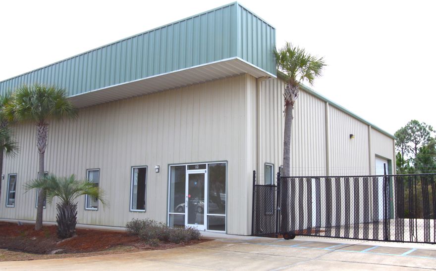 2400 sf of office warehouse space conveniently located close to the West end of 30A and Sandestin. This property has two 14' roll up doors, a fenced parking area and a storage mezanine above the office.