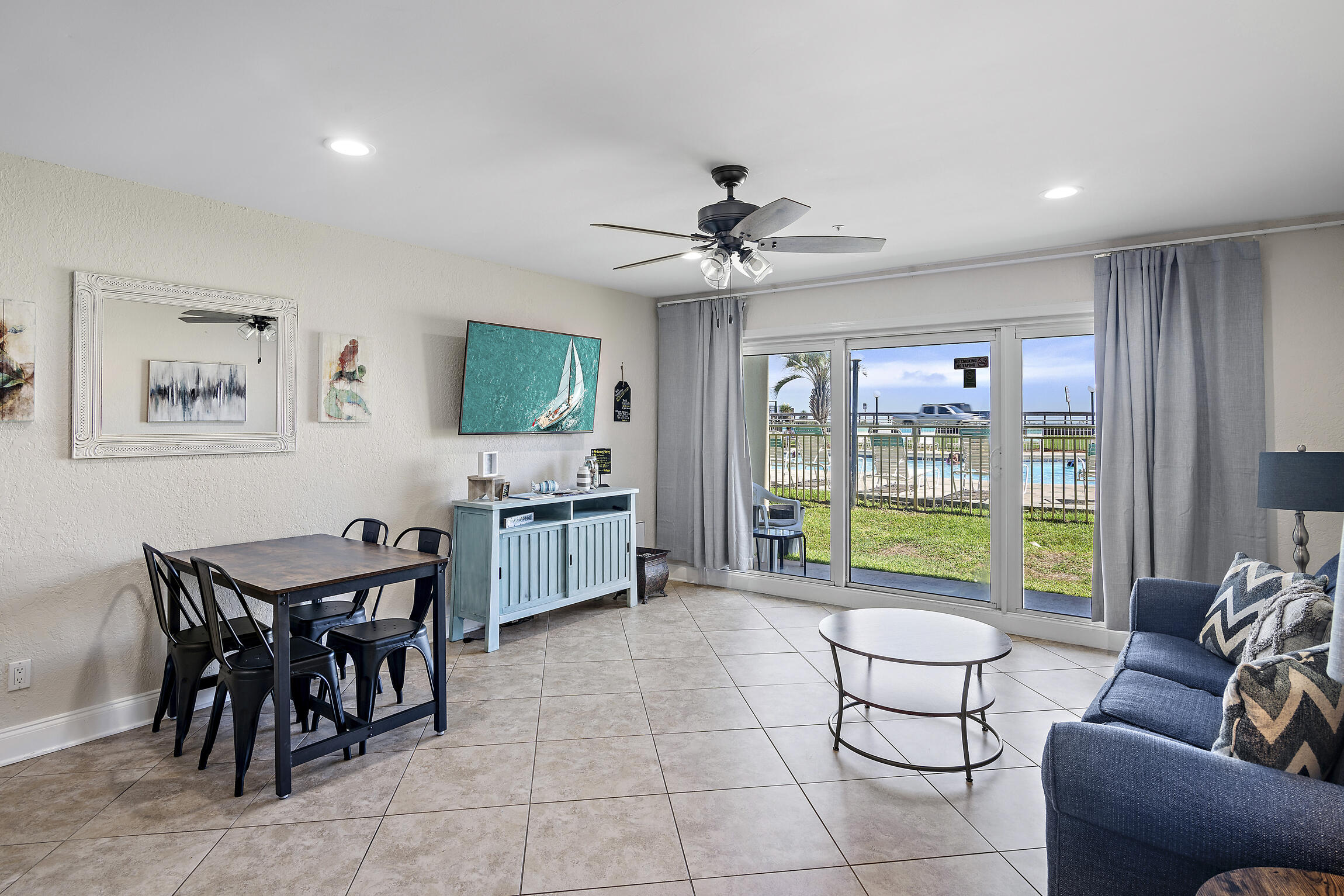 Welcome to this updated one-bedroom Gulf view condominium unit in the highly sought-after Maravilla community. Situated in a prime location, this unit has undergone a complete transformation with fresh paint, newly installed bunk beds in the hallway, and new mattresses throughout. The kitchen has been tastefully redone with new cabinetry and new hurricane-glass sliding doors. The unit has also been adorned with new decor to give it a modern and inviting feel.The Maravilla community offers a plethora of amenities for residents to enjoy, including two pools, a fitness center, tennis courts, gated security, a private beach, and more.