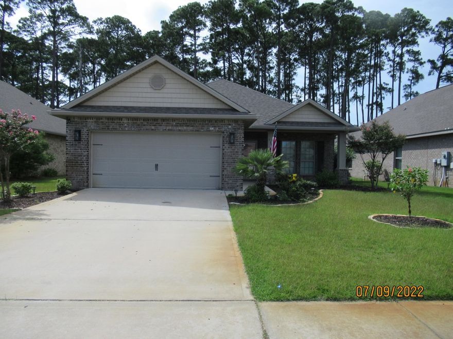 Beautiful 4 Bedroom/2 Bathroom brick home in the sought after DRIFTWOOD ESTATES just off Mack Bayou! It features open floor plan, gorgeous hardwood flooring, trey ceilings, crown molding and arched entrances. Screened in porch fire pit in the yard. Washer/dryer included.  Solar panels on both sides of the home make it very energy efficient for your utilities. There is a $3700 deposit. No pets!