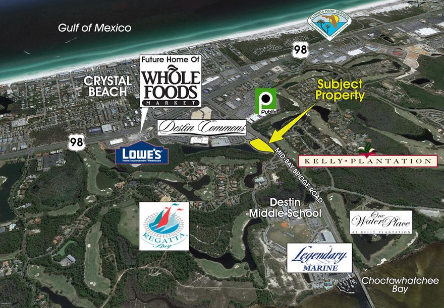 **PRIME HOTEL SITE**A VERY RARE OPPORTUNITY TO ACQUIRE AN OUTPARCEL AT DESTIN COMMONS** A prime 2.95 acre site in the heart of Destin, Florida's most premier mixed use district, outparceled in a WORLD-CLASS outdoor shopping mall, and centralized to capture all the benefits of the local economic drivers, including visibility from nearly every visitor enjoying our country's most fabulous beaches! The site is otherwise known as Destin Commons Outparcel 1, with previous intended and some D.O.-approved uses as a mid-rise hotel site, amusement concept, retail, and restaurant site. Please click the main image above to view additional images and collateral. Destin Commons tenant mix includes anchors Whole Foods Market, Bass Pro Shops, Uncle Bucks, Belk, as well as AMC Movie Theatre, etc...