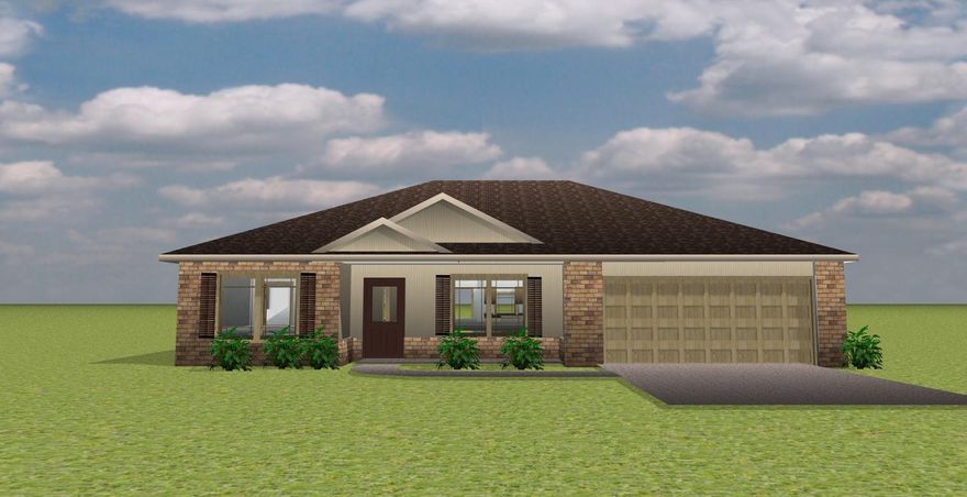 Beautiful All Brick New Home TO BE BUILT! Nice Modern cabinets, lighting fixtures, plumbing fixtures. Granite counter tops in the kitchen and bathrooms. Tile floors in Kitchen, Master bath, Hall bath. Ceiling fans in the Master Suite and the Living room. Master Suite with walk-in closet. Energy Efficient home with quality double-pane windows. Insulated exterior doors, ceiling and exterior walls, and inside laundry Room. 14 SEER Heat Pump. Sodded front and side yards, and 10' on backyard.