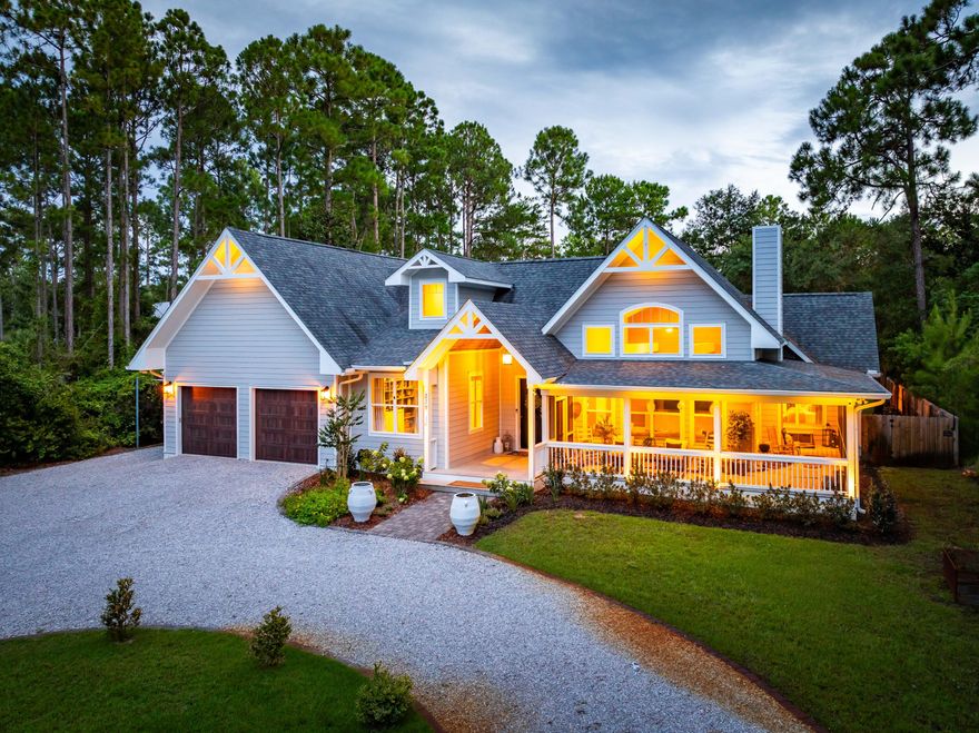 Immerse yourself in tranquility moments from the beaches of Scenic Highway 30A. This custom-built 4-bedroom,4-bathroom haven in the coveted Point Washington community is close to South Walton schools and centrally located to restaurants and shopping along 30A. The master suite features a luxurious vaulted ceiling and a dedicated sitting area, perfect for unwinding with a good book. Step outside the fully equipped kitchen with gas range and walkin pantry to your own private oasis - a screened porch with an outdoor kitchen seamlessly transitions to a sparkling resort-style pool and spa complete with a waterfall.  The perfect place to entertain family and friends amidst the expansive half-acre lot.