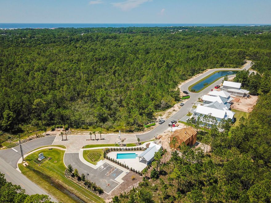 Introducing Cottage Grove, the newest coastal neighborhood south of Hwy 98, and just a bike ride to 30A!The Bottlebrush plan offers 3 bedrooms, 3.5 baths, attached 1-car garage,  Interior features include 10' ceilings, Thermador stainless steel appliances with 36'' cooktop and vent hood, choice of quartz or granite countertops, shaker style cabinets, crown molding throughout, and engineered hardwood flooring with tile in bathroom and laundry. Along with the private pool, exterior features include spacious porches, a brick paver driveway, irrigation system, French style gas lantern, metal roof and brick & fiber cement siding with 2x6 exterior framing.