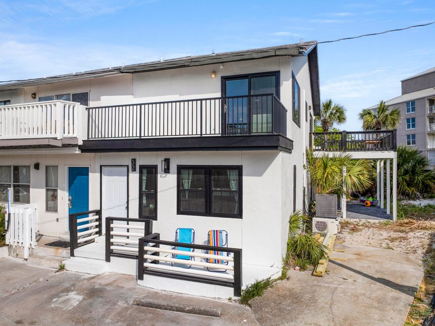Such a Great location. Walk to public beach access and follow the path to the Beach and Jetty's & to one of the best snorkeling spots in Destin.  Furnished unit including washer & dyer. Dual AC units. Just bring your own linens, and personal belongings.  New impact resistant windows. All appliances are new including washer & dryer. Both bedrooms are on 1st floor.  Carpet in bedrooms and LVP everywhere else. Call to take a look. You won't be disappointed. Patio and Deck Furniture is staged and not included with the rental.  Decks are empty of furniture. Create your own Space by adding your furniture to decks. Sorry No Pets. See virtual tour- but note that exterior shots are 1 yr old & 2 new 3 story units are now at the end of the road & the view off the decks looking to gulf are obstructed by the 2, 3 story units that are now at the dead end part of Gulf Breeze Ct. There is no direct access to the beach/gulf from the land at the end of Gulf Breeze court where the 2, 3 story units now sit- You will need to walk (or drive if preferred ) to a public beach access point to access the Gulf and the Jetty's.
Tenant to pay all utilities.  Long term 12 month lease available  
Rent for May to be discounted to $2300 and each month thereafter to be $2500 per month