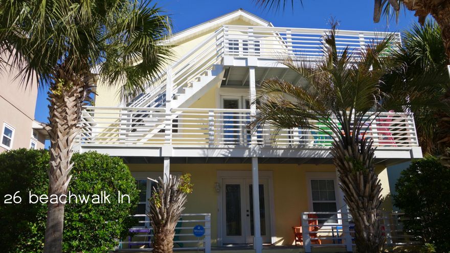 SOUTH of 30A Beach Home with GULF VIEWS & EASY beach access! Gulf Place a quarter mile away. This split-level home offers a dynamic living area with soaring, vaulted ceilings & abundant southern exposure light. Horizontal rails inside & out add modern flavor. A Bthrm in each Bdrm! A private heated pool, recently resurfaced, with new pool heater. Gulf views inside living room & from both front decks. BEACH ACCESS JUST OVER 100 YARDS AWAY! Vibrant outdoor Adirondack furniture conveys with home. Home sold mostly furnished. NEWER HVAC. NEWER TANKLESS WATER HEATER (Rinnai). NEWER APPLIANCES. 2 car garage with owner's closet & large nook for beach storage. An OVERABUNDANCE OF ONSITE PARKING that is rare south of 30A. Gulf Views Subdivision is private & gated. This home awaits your personal touch