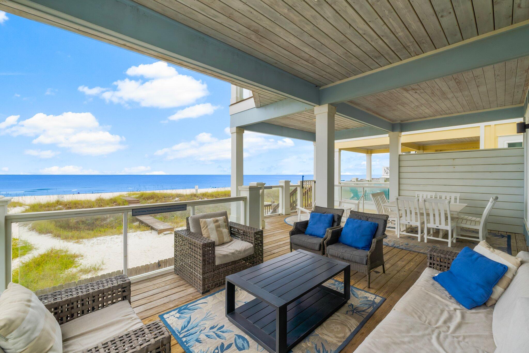 Feast your eyes on 9716 Beach Boulevard, this Gulf-Front  is a true masterpiece boasting over $345,000 in rental income for 2024! With 3,358 square feet of beautifully designed living space, this 6-bedroom, 6.5-bath residence comfortably accommodates up to 20 guests, making it a lucrative rental opportunity and an ideal family getaway.As you step inside, you'll be greeted by architectural elegance, featuring high ceilings, built-ins, and sleek concrete floors. The exquisite lighting, including chandeliers and recessed fixtures, creates a warm and inviting atmosphere throughout the home. The open layout enhances the flow of the space, making it perfect for gatherings.Step outside to your private oasis, complete with a below-ground pool, a balcony offering stunning endless water views, and a cozy private patio. The fenced backyard is ideal for outdoor gatherings with a dedicated barbecue area.

Located within a short distance to world famous restaurants, shopping, and entertainment venues!  Experience the best of coastal living in this exquisite property. Schedule a viewing today and make "Blue Heaven" your dream home!