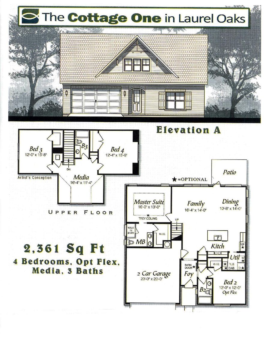 Laurel Oaks is one of the newest communities in the Freeport area! Our Cottage One floor plan has 2361 sqft with 4 bedrooms, 3 baths, and a very spacious media room. Brick exterior, low e-vinyl windows, covered entry, 2 car garage, and landscaping package with automatic sprinkler system are just a few of the exterior finishes on the home. Interior finishes include 9 ft ceilings, laminate, tile, and carpet floor coverings, brushed nickel fixtures, and a double vanity and walk-in closet in the master bath. Some of the upgrades include 8' interior doors, crown molding, and cased windows on the first floor, large tiled shower in the Master bath, floor plug in the family room, ceiling fan in the Media room, and a covered side lanai.