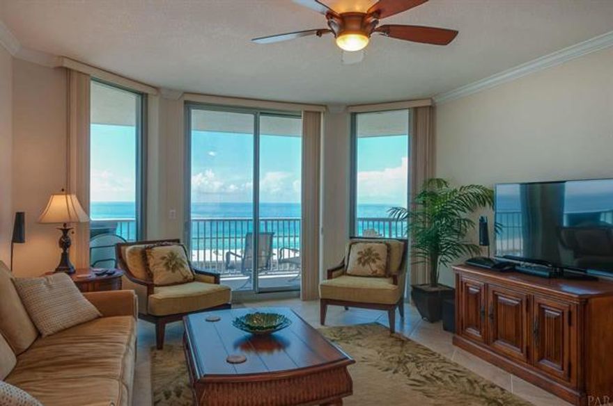 Luxurious two bedrooms, two bath condo, fully furnished and turnkey ready, located in the gated, secure premier community of Emerald Dolphin. The views of the Gulf of Mexico radiate from every room through the numerous floor to ceiling glass sliders and huge windows. The 300 square foot balcony is the perfect place to sit back, relax and enjoy the scenery. Tastefully decorated, state-of-the-art appliances, crown molding, 10 foot ceilings and granite counter tops set this condo apart from the others. Used only as a second home and never as a rental, this spectacular unit is in pristine condition. The complex has high-speed elevators, an on-site fitness center, Olympic size swimming pool with whirlpool, a spacious clubhouse, on-site management and reserved, covered parking.