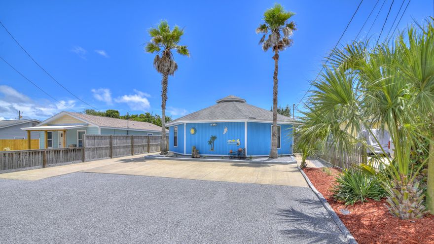 Adorable beach cottage located just two blocks from the famous beach access 87!! Make this your primary home, 2nd home or vacation rental. This home provides great outdoor living with the screened porch, fire pit, fruit trees and shower with hot and cold water. Being sold completely furnished; including kitchen supplies, TVs and linens.