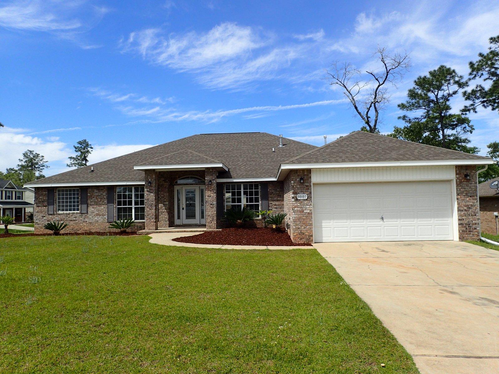 Over 3000 sf, this REO home has 4 bedrooms 3 baths, tile, hardwood floors and granite in the kitchen. One of the largest homes in this community, property is located on a corner lot, has all brick exterior and 2 car garage. Inside this home you will find new paint, tiled floors through most of the home and hardwood floors in the bedrooms. This home is move in ready and will qualify for all types of financing. A popular area with pool and recreation amenities. Split bedroom design, this home is spacious and perfect for larger families or those who just want a little bit more space to roam. Minutes from most everything in Crestview, it is truly a must see!