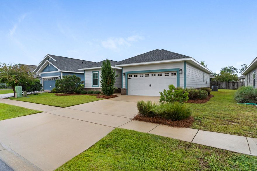 Like new Craftsman cottage on a quiet street in Lafayette Creek Landing. Only 1 minute to Publix and 18 minutes to Santa Rosa Beach. Community pool with low HOA fees. 3BR/2BA with 2 car garage with door opener, 9' ceilings & 8' entry door, vinyl plank flooring, Moen faucets, lever-handled hardware.  All dimensions and information herein is deemed reliable, but should be verified by buyer.