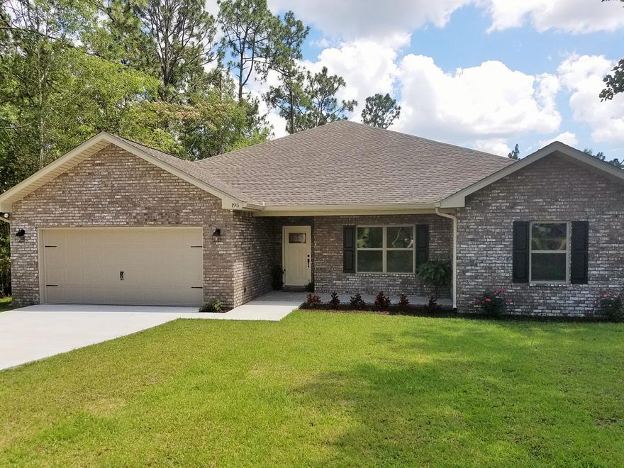 LICENSED CONTRACTOR IS VA APPROVED!WITHIN THE HEART OF CRESTVIEW IS THIS BEAUTIFUL BRAND NEW ALL BRICK HOME. Home features Hardwood look tile floors throughout with carpet in bedrooms. Wide baseboards, 10' Trey ceilings in Living room and Master Bedroom, with 9' ceilings thru-out home. Very open floor plan for entertaining and has AC return air in each of the BR's for evenly balanced temperature. Huge Living Room is open to the kitchen separated by a island breakfast bar. Dining room opens to covered porch for outdoor enjoyment. Kitchen has gorgeous cabinets with granite countertops, and stainless appliances. Several recessed lights, to include bar pendants, provide lighting that enhances the feel of the home.