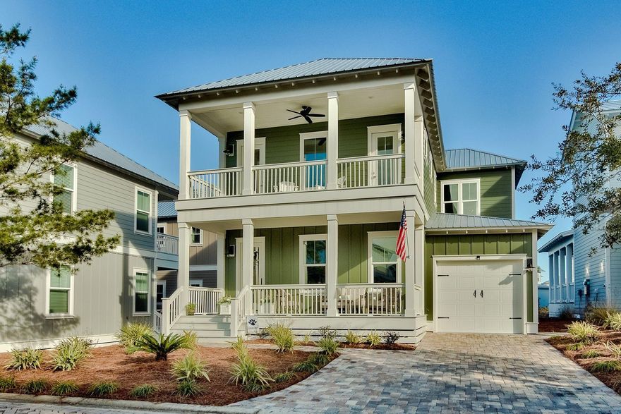 BACK ON MARKET and Sold Furnished now. Like-new beach house in Highland Parks on 30A provides an open floor plan with 10' ceilings throughout. Screened porches provide serene views of the nearby pond and mature trees. Two Master Suites, one on main and one upstairs, provides ample space for spreading out. Second living area, TV area or reading nook on second level. The open first floor plan has space for a formal dining area and a living/TV area for relaxing and entertaining. The island breakfast bar defines the arctic white kitchen with feature tile backsplash, oversized range and a host of stainless steel appliances.
Community entertainment area provides a swimming pool, hot tub, fire pit and flat screen TVs. Access to the white sandy beaches nearby at Blue Mountain Beach access. Point Washington State Forest and Grayton Beach State Park provide hiking trails, boating, fishing and stand-up paddle boarding. Alternatively, there's golf at Santa Rosa Golf Club and shopping/dining at Gulf Place, both just a short drive along Scenic Highway 30A.