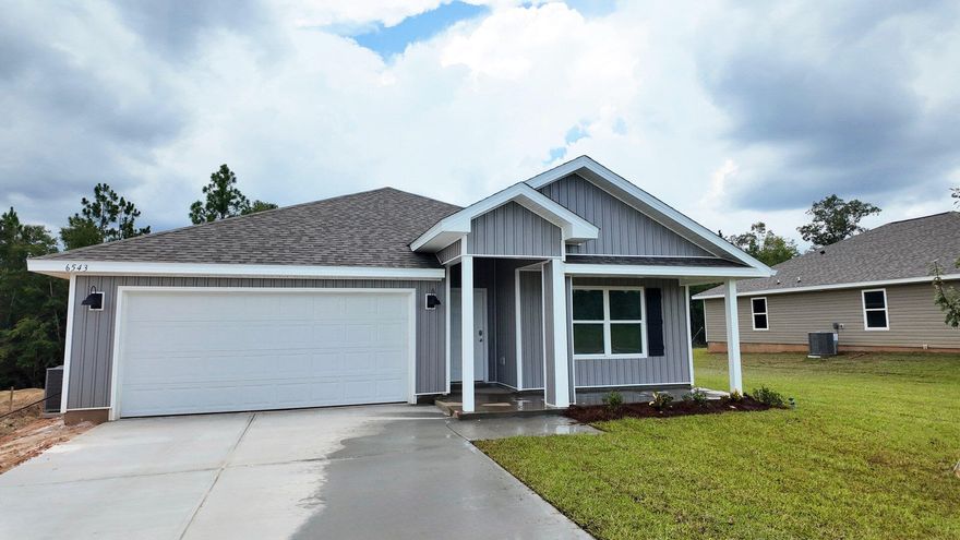 Builder will pay all Closing Costs, ask us about our current rates!Beautiful NEW Hidden Lakes Community gives quick access to the airport, military bases, and nearby to the spectacular beaches of Fort Walton and Destin.  Close access to Corklin's Lake for fishing, kayaks & swimming.  The Cali model, one of our most sought-after designs, offers a fantastic open layout for comfortable living. Featuring 4 bedrooms, 2 bathrooms, a covered patio, 2-car garage. The well-appointed kitchen includes stainless steel appliances, a smooth-top range, built-in microwave, quiet dishwasher, corner pantry, island bar, eye-catching wood-look flooring, and plush carpet in the bedrooms. Bedroom 1 and the adjoining bath boast a large walk-in closet, double vanity sinks, a spacious shower, and extra storage.