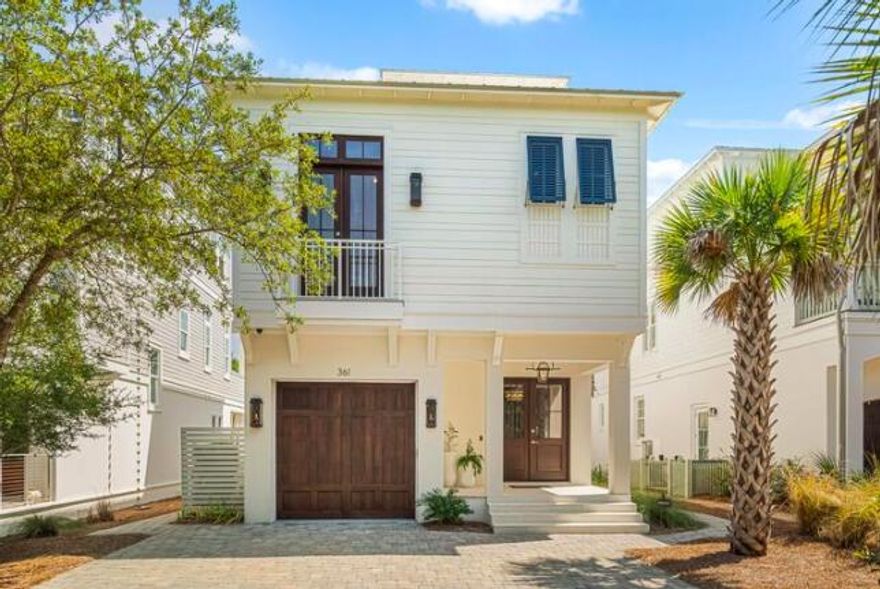 ENTERED FOR COMP PURPOSES ONLY. Prominently positioned just one block east of Rosemary and 3 tiers off the Gulf, 361 Walton Rose Lane boasts Gulf views and luxurious high end finishes and furnishings throughout. Located in the Barbery Coast community of Inlet Beach, this Cole Construction home was built in 2020, and exquisitely designed by Azure Interiors. Each selection was carefully chosen to create a cohesive feel that will appeal to even the most discerning buyer. Beautiful eye-catching details can be found throughout the home, from the timeless marble of the kitchen and baths, to the 12ft ceilings handsomely accentuated with 100 yr old reclaimed wood beams. White oak flooring throughout each level of the home creates a seamless look and gives the home an elegant yet warm  and inviting feel.