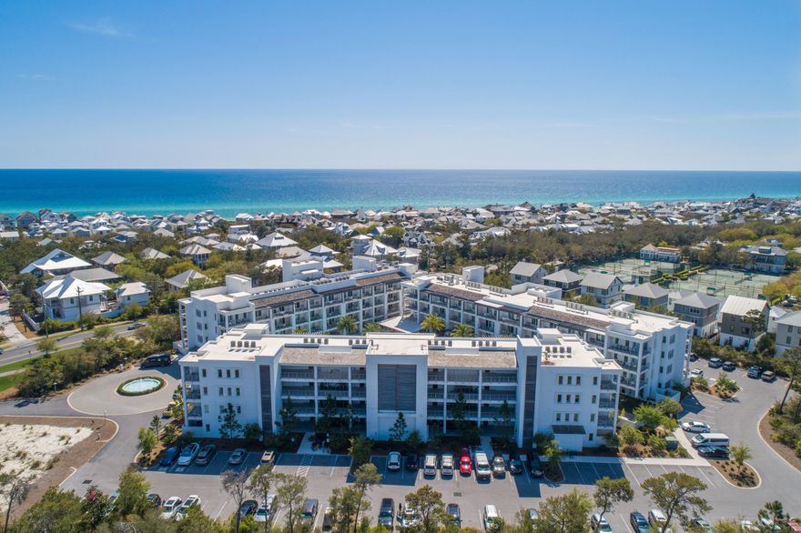 *Model Virtual Tour Available*This two-bedroom two-bathroom condo offers gorgeous views of the palm trees and cabanas around the Caribbean-style pool at this luxurious architectural award-winning resort on the east end of 30A. Directly next to Rosemary Beach, at the intersection of Hwy 98 and Hwy 30A, just across the street from the shops and dining of 30 Avenue, this is a coveted piece of real estate on 30A.