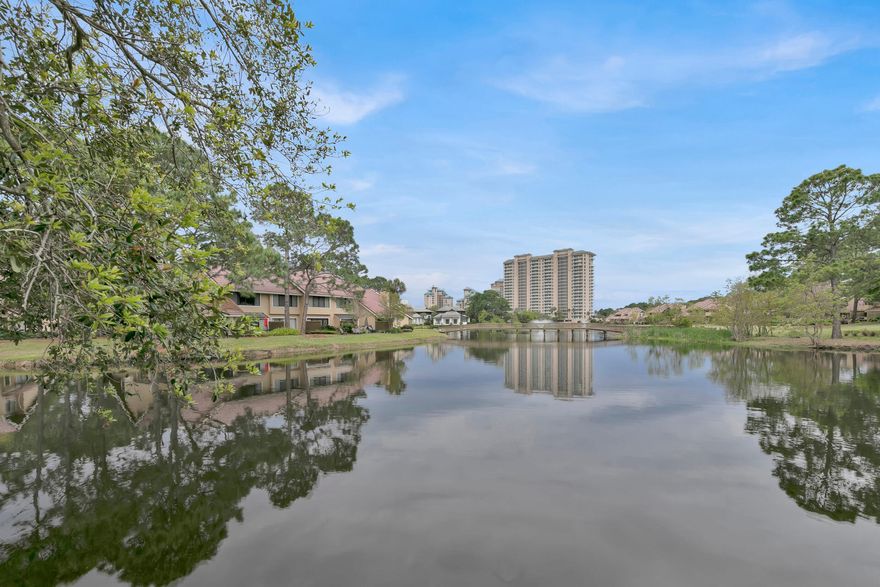 Stunning LAKEFRONT Beachwalk Villa Unit! This 2 Bedroom townhome is located on the Beachside of Sandestin! So very close to the Beach. A charming & tranquil setting. Step inside your private Courtyard entrance. 1st floor - Dining, Upgraded Kitchen, Stainless Appliances, 1/2 bath & a Spacious Living Room w/ lakefront VIEWS! Upstairs you will find the Primary Bedroom, Plantation Shutters, Lake Views & an ensuite bath. Also, a Guest Bedroom with full bath.  Sold Furnished! Sandestin is a Golf & Beach Resort Area w/ numerous neighborhoods, luxury resorts & hotels; close to miles of white-sand beaches, Baytowne Wharf, walking/ bike paths, fishing, tennis, & the Marina. Golf Cart or bike to Grand Boulevard for upscale shopping & dining.