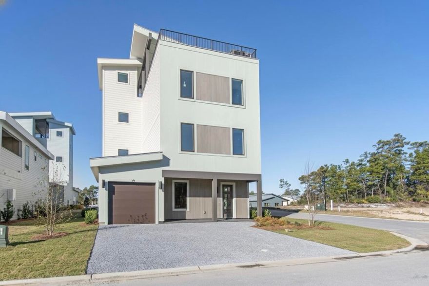 This home comes fully furnished & turnkey ready! Please ask about rates starting as low as 5.75%. Welcome to Wildwood at Inlet Beach, where modern elegance meets coastal charm. Crafted by Bluscape Homes, this brand-new South Walton community seamlessly blends luxury with beach living. Perfectly positioned near top-tier dining, shopping, and entertainment, you're just moments from 30 Avenue, Rosemary Beach, Lake Powell, Camp Helen Gulf Front State Park, and the largest regional beach access in South Walton. Everything you need for an exceptional coastal lifestyle is right at your doorstep. The pedestrian underpass on Hwy 98 offers safe & easy access to all the wonders of 30A without crossing the highway. Introducing the SkyBlu, Wildwood's premier floorplan, featuring a breathtaking rooftop  deck that adds 1,000 square feet of outdoor living space and panoramic views in every direction. This thoughtfully designed home boasts 6 king-sized en suite bedrooms, two dens, and an optional elevator that whisks you to your rooftop oasis, perfect for unforgettable sunsets. The deck is hot tub-ready with reinforced construction and offers the option for a luxury outdoor kitchen. Inside, enjoy three levels of sophisticated living with high-end finishes like Quartz countertops, GE Profile appliances, stylish flooring, and designer lighting. Additional highlights include a garage and generous front parking.

Make this coastal paradise yours and start living the good life today!

**Price reflects the base home cost and lot premium. Final price may vary depending on selected options**.