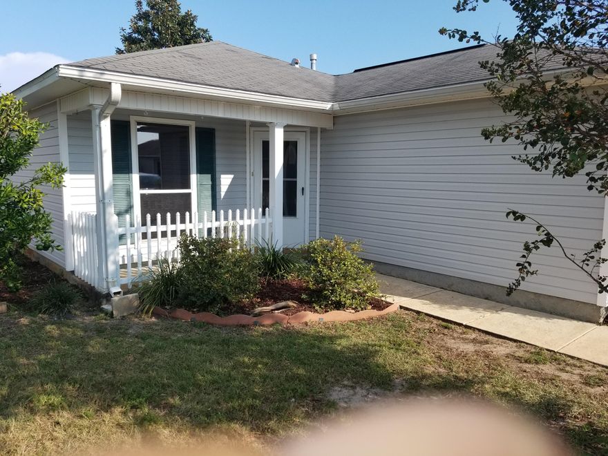 BACK ON THE MARKET. Buyer walked at last minuter. Seller to replace roof after closing. This well-maintained home sits on a corner lot giving you loads of privacy and space. Screened back porch to add comfort on those cool evening. Gas available so you are never without warm water during the storms. With laundry area off hallway to guest bath no longer do you have to go to the garage for your laundry.With a few minutes drive, you can be either on the white sands of the emerald Coast or you can be at Hurlburt Field, Pensacola International Airport, Whitting Field. Home has been repainted on interior, new light fixture in kitchen, repaired the fogged windows, programmable irrigation system, screened porch and yes keyless entry system at front door