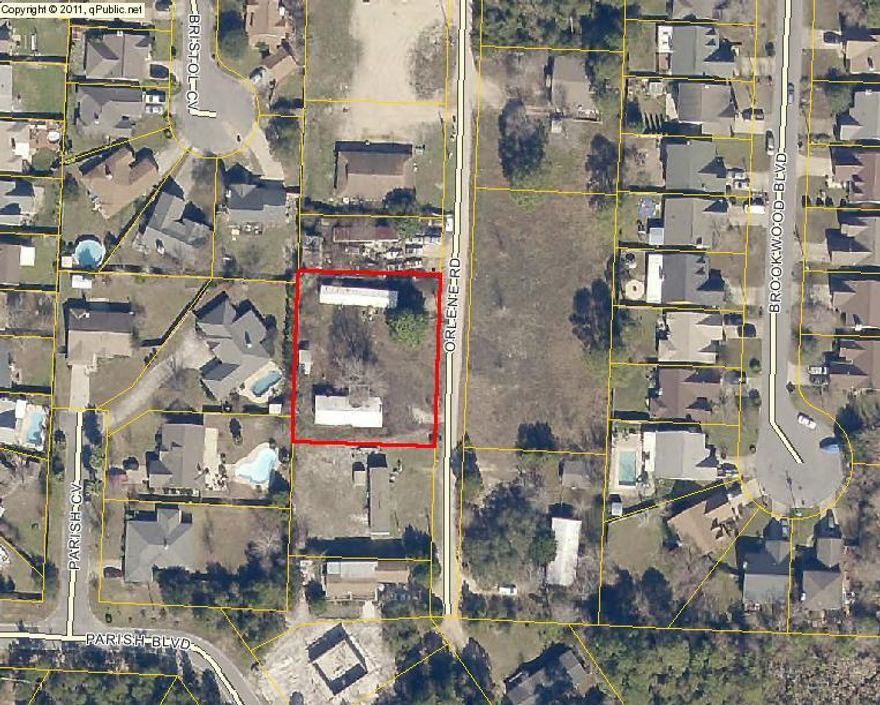 Property is approximately 150 feet along the road and 125 feet deep. Zoning is R-1, should be able to split into two building lots but buyer to verify with Okaloosa County Growth Management. There are two mobile homes currently on the property. Mobile homes are not believed to have any value, property be sold strictly as-is. It is my understanding that there is county water but no sewer service at this address. Buyer to verify with Okaloosa County.